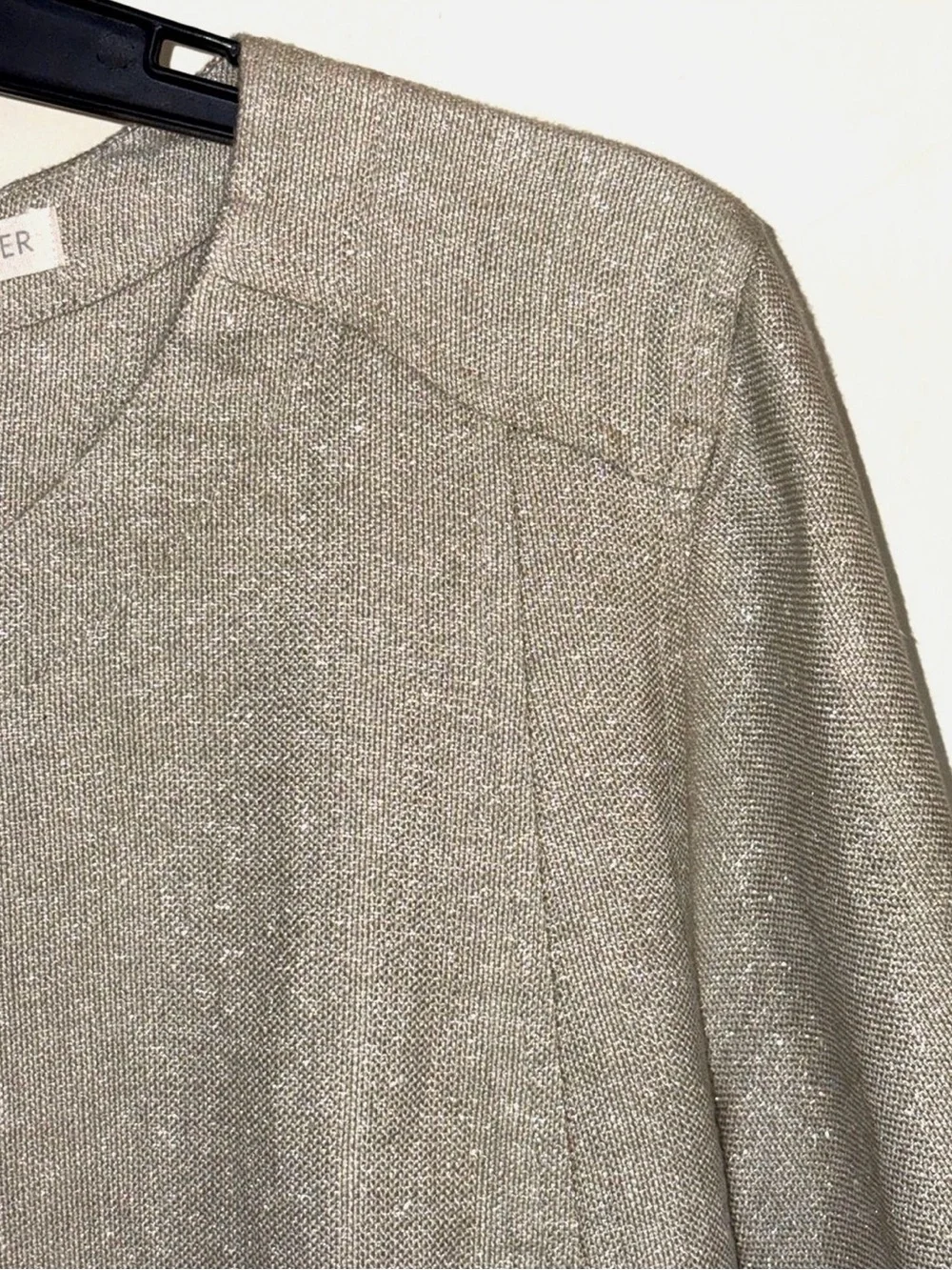 Eileen Fisher M Metallic Shimmer Tunic Dress Champagne Wheat Pockets